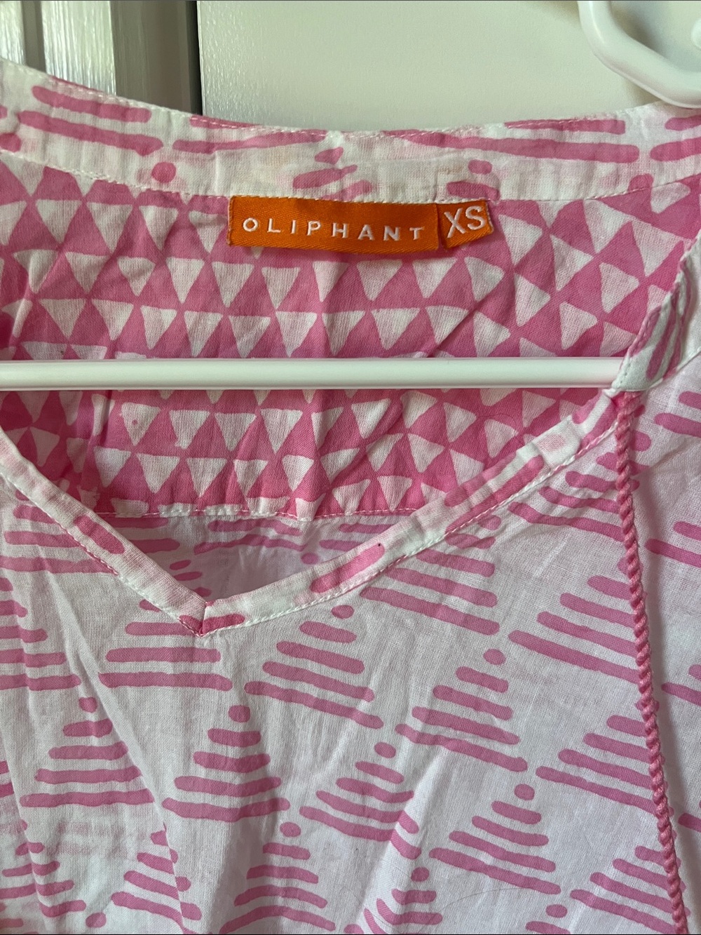 Oliphant Pink & White Geometric V-Neck Top - Picture 2 of 4